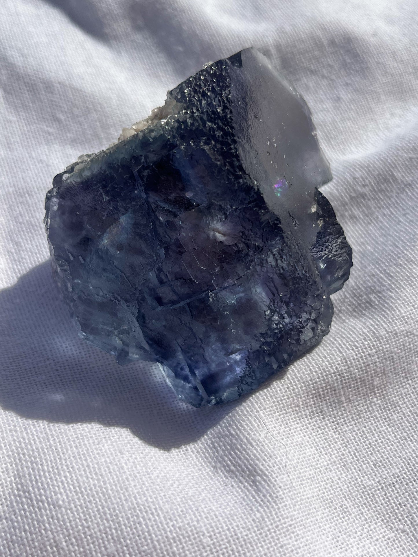 Stepped Blue-Purple Phantom Yaogangxian Fluorite Specimen w/ Pink Rose Calcite Inclusions #2