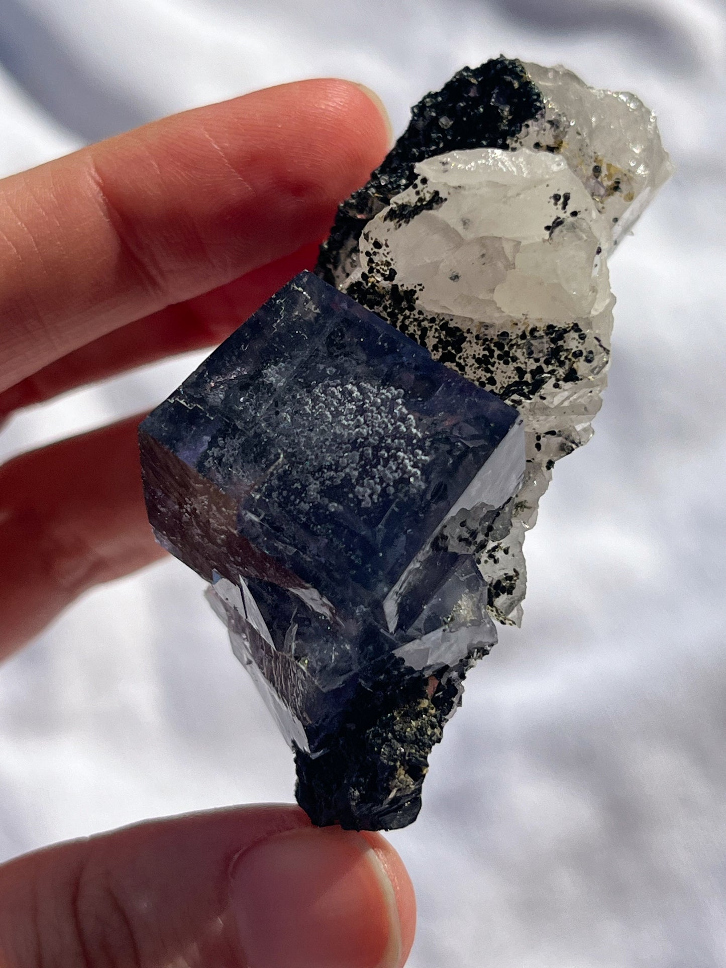 One-off Rare Blue & Purple Phantom Yaogangxian Fluorite Specimen with Quartz, Wulframite & Silver Rutiles #6