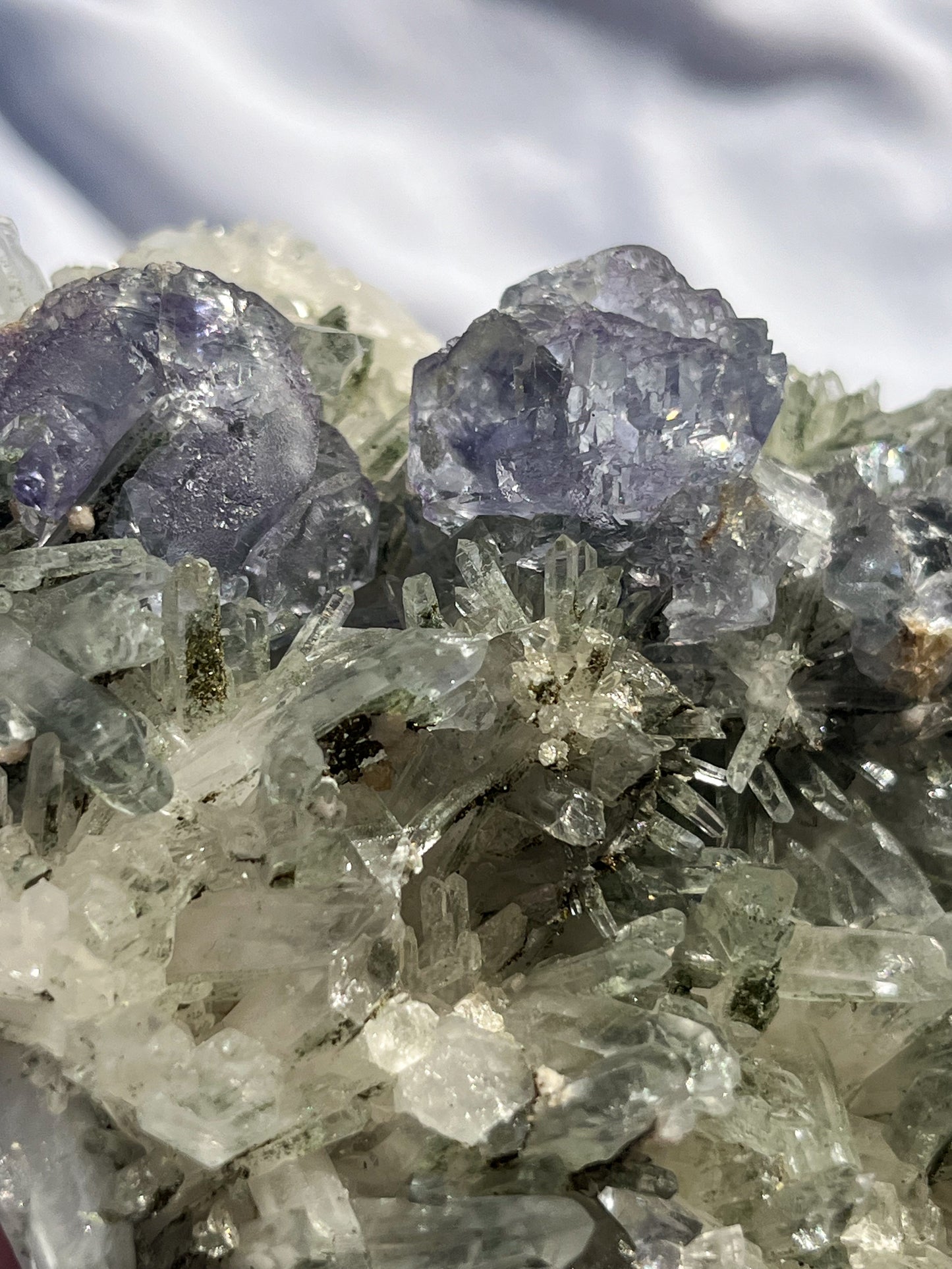 Blue-Purple Yaogangxian Fluorite & Quartz Specimen w/Pyrite #7