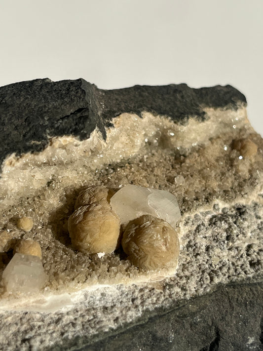 Yellow Gyrolite with Prehnite and Apophyllite Specimen A