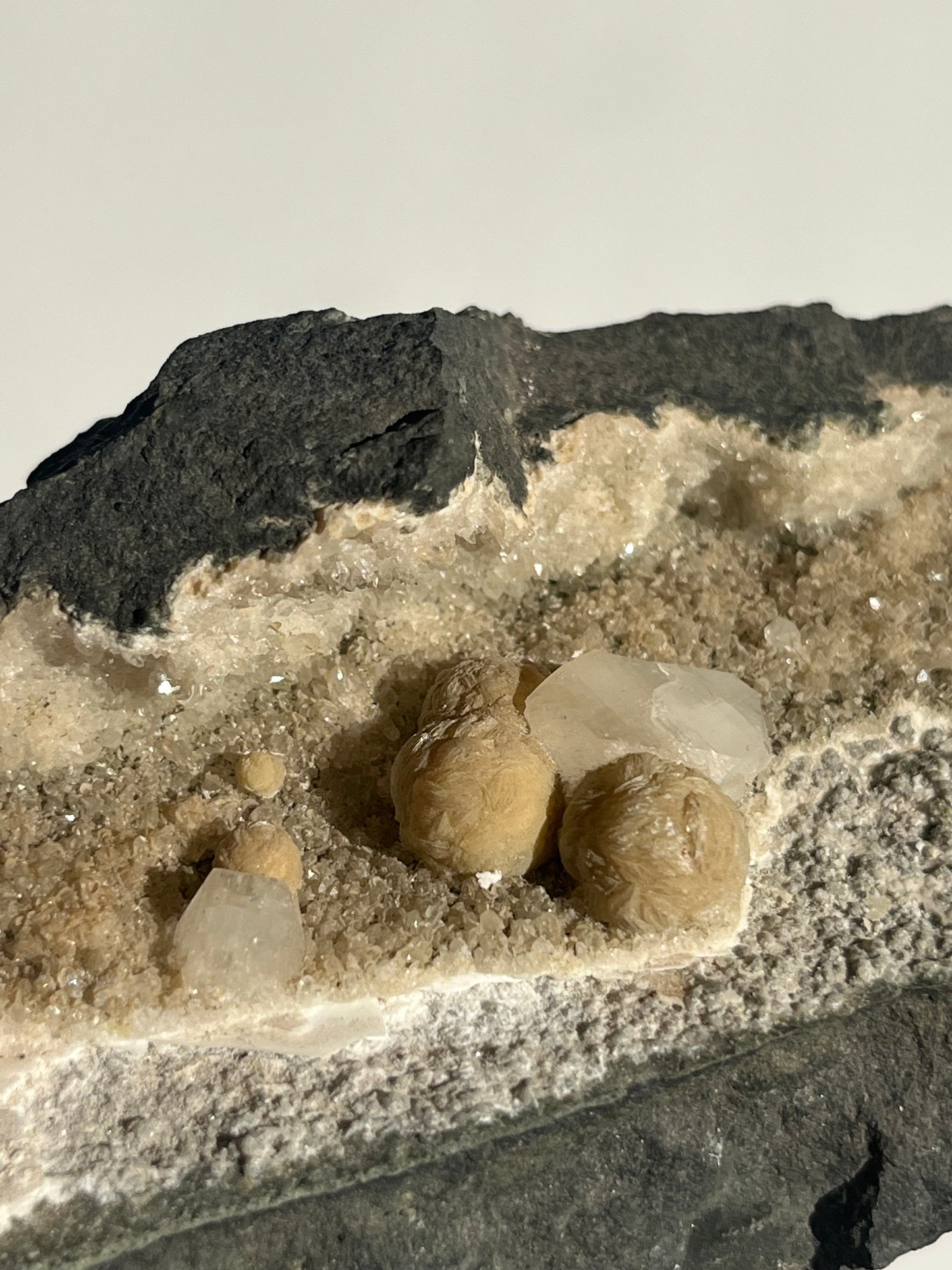 Yellow Gyrolite with Prehnite and Apophyllite Specimen A
