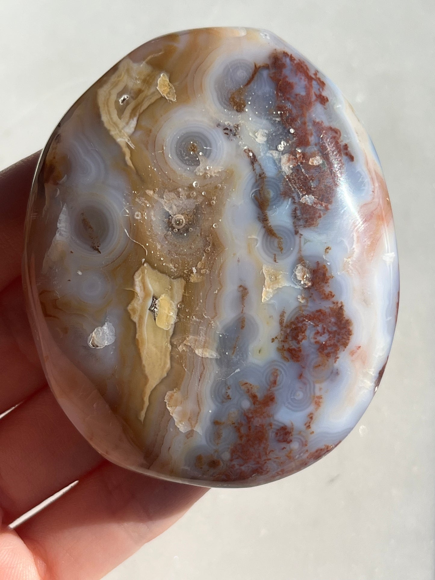 8th Vein Ocean Jasper Palmstone (1st Grade) #07 (Resin Repair on front pocket)