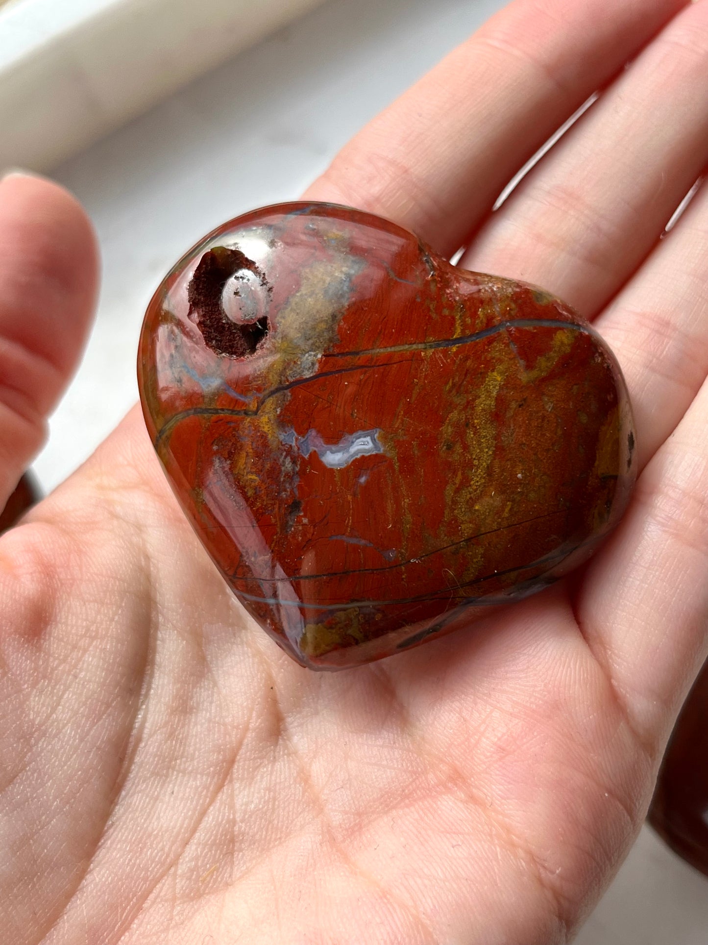 South African Red Jasper Heart Carving
