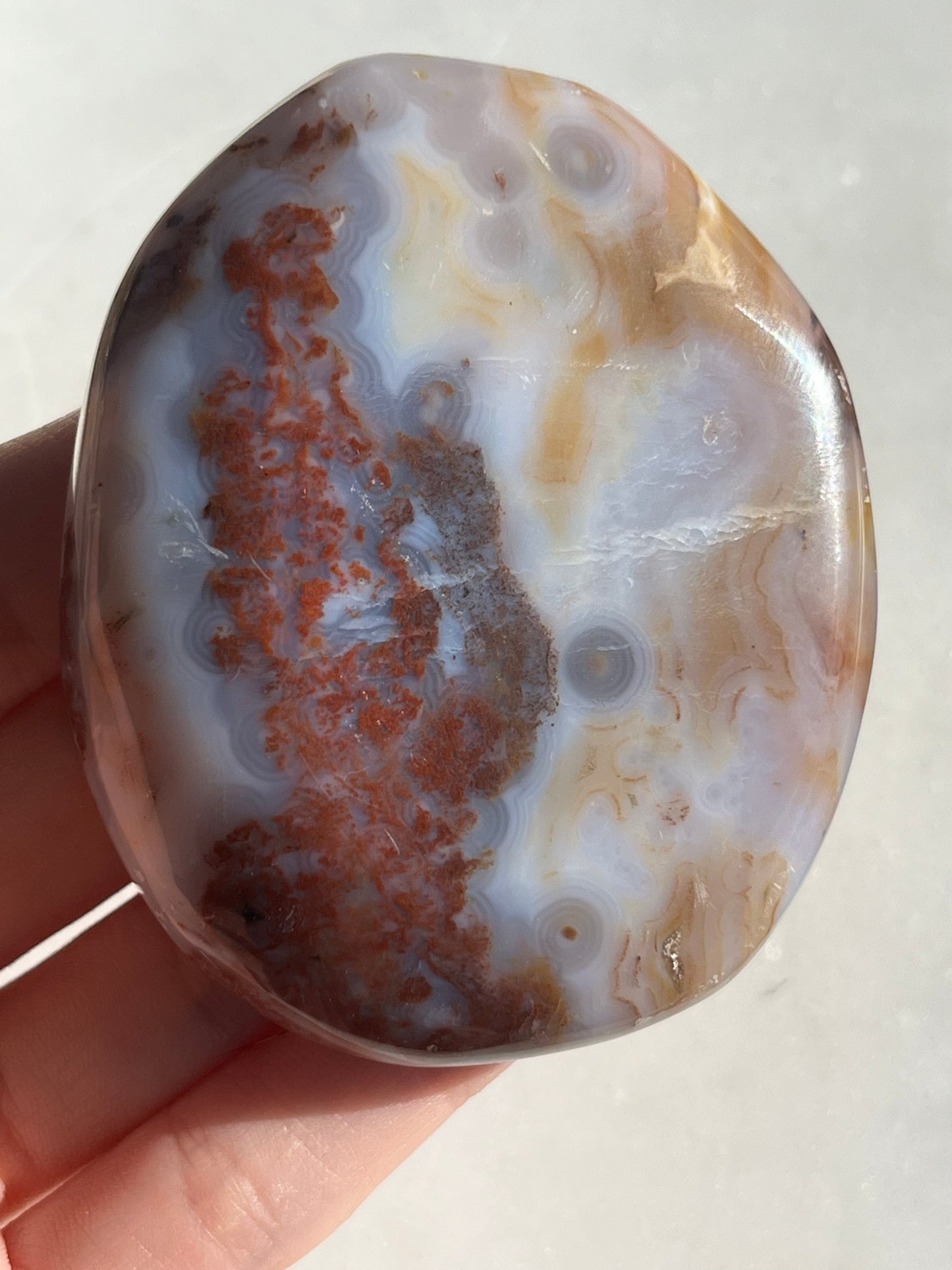 8th Vein Ocean Jasper Palmstone (1st Grade) #07 (Resin Repair on front pocket)