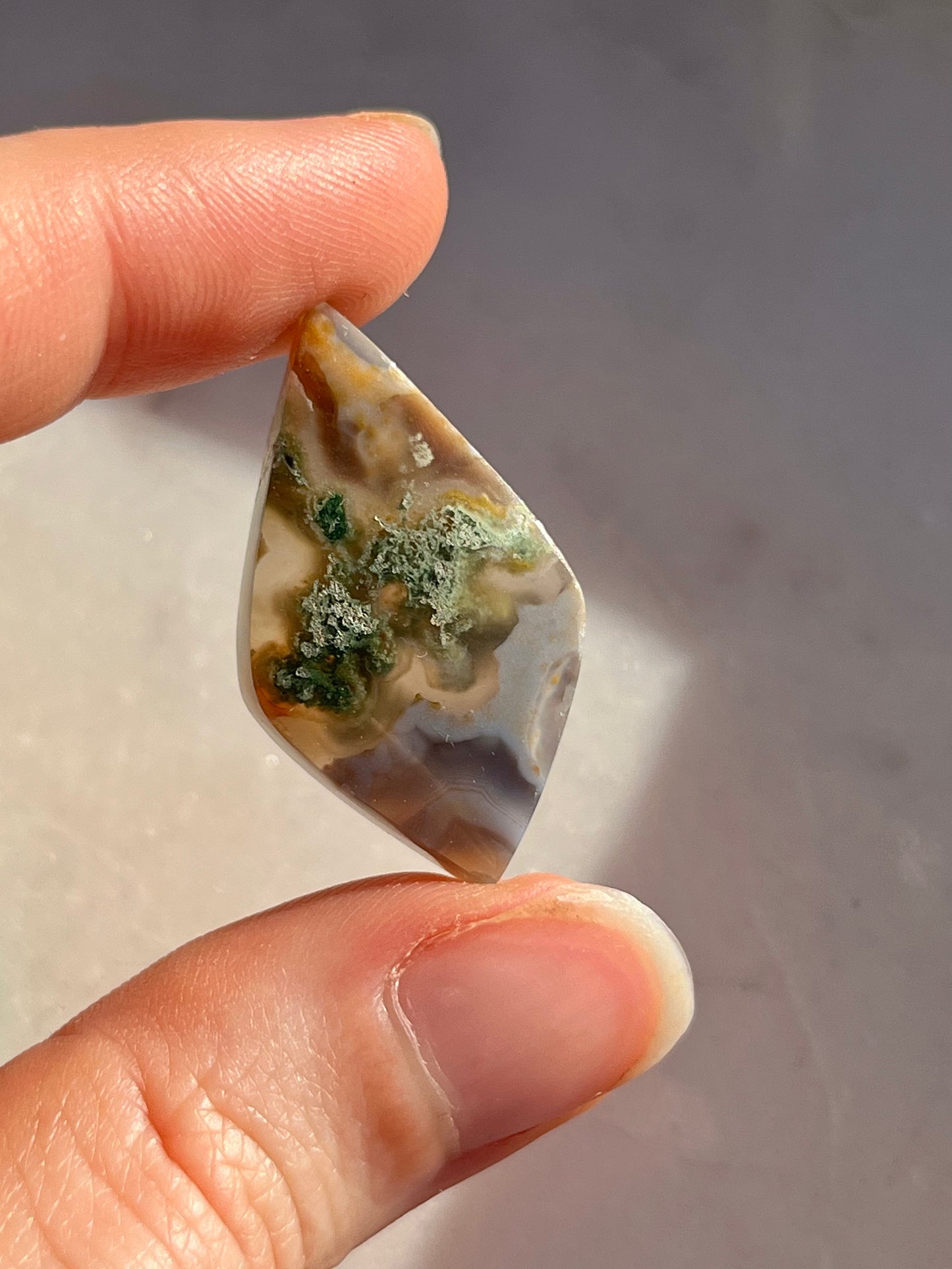 Danau Agate with Green Moss Kite & Sector Cabochon (You Choose)