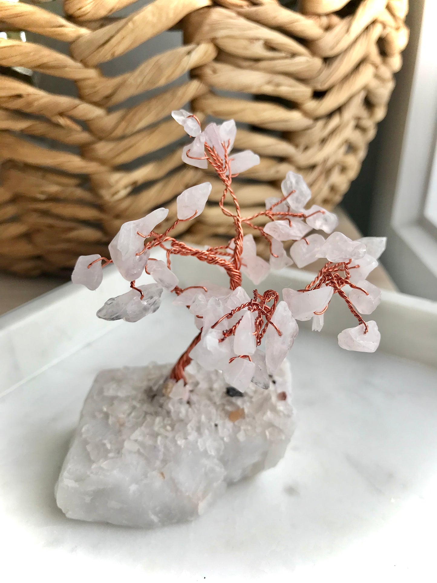 Rose Quartz Crystal Tree on Quartz Base