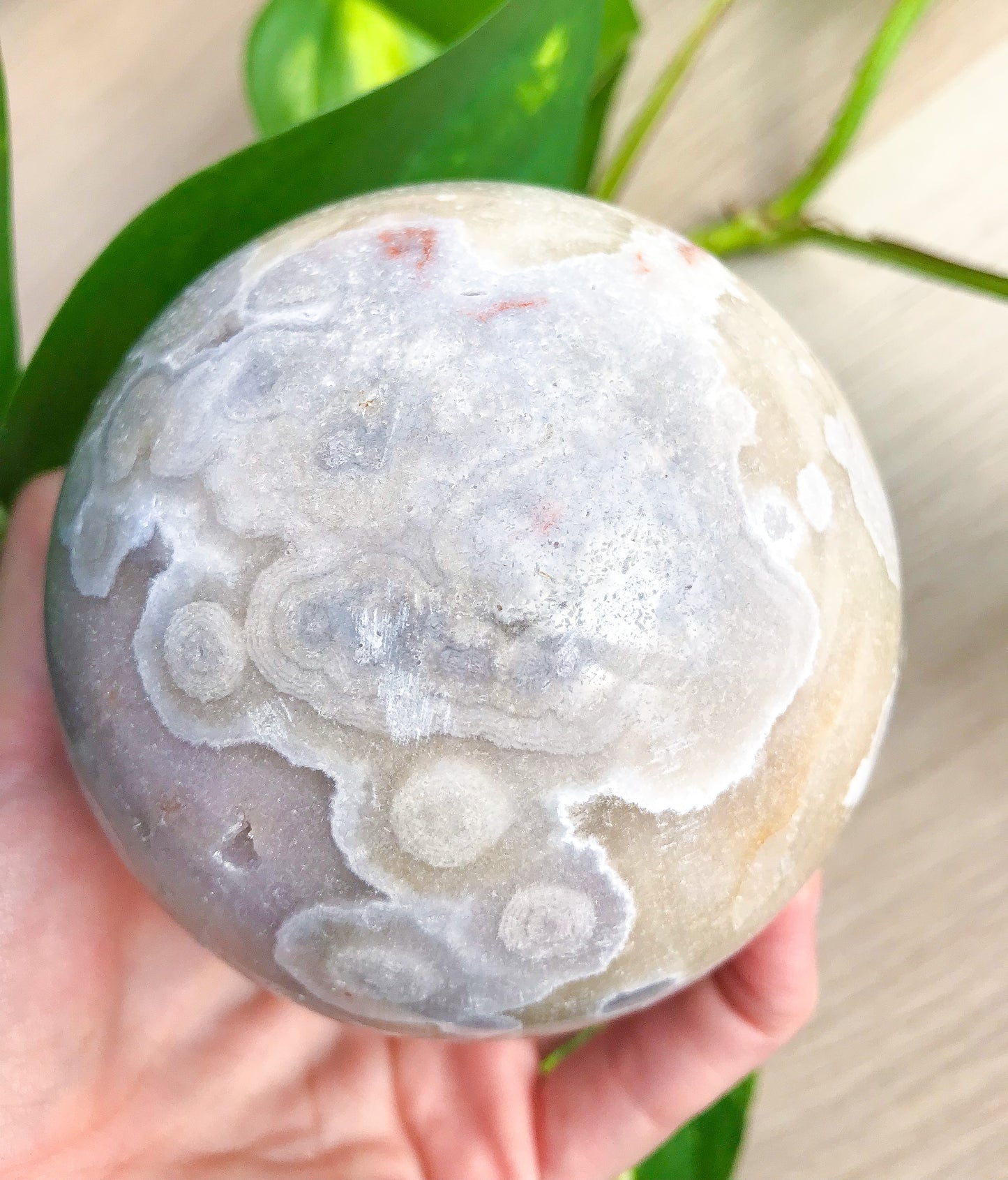 Sparkly Orbicular Flower Pink Amethyst Sphere w/Agate Inclusions
