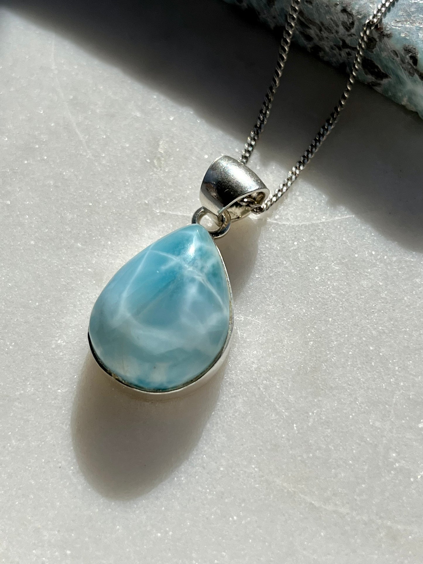 ‘Ascendant’ A+ Grade Larimar Sterling Silver Pendant #4