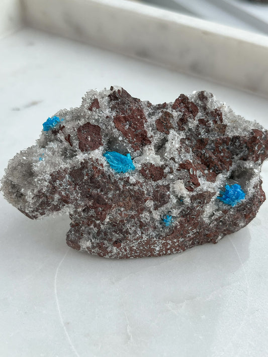 Cavansite Specimen on Zeolite-Basalt Matrix #57