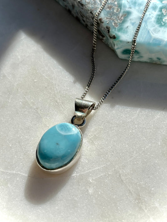 ‘Irene’ Larimar Sterling Silver Pendant #6