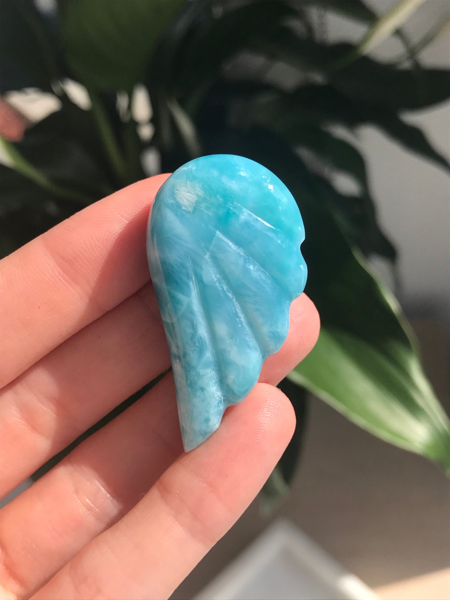 A+ Grade Larimar Angel Wing Carving 03
