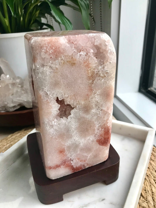 One of a Kind Pink Amethyst Geode Lamp 02